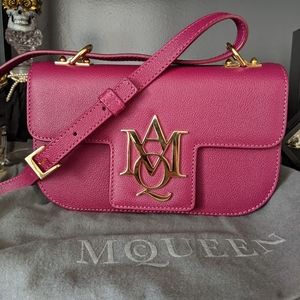Alexander McQueen Grained Calfskin Small Insignia Flap Magenta